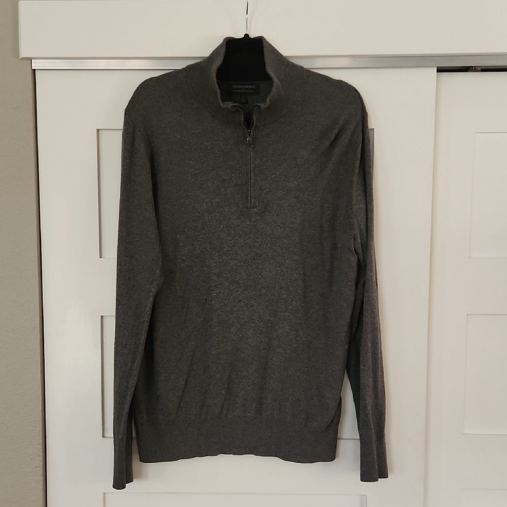 Banana Republic Men's Charcoal Zip-Up Sweater